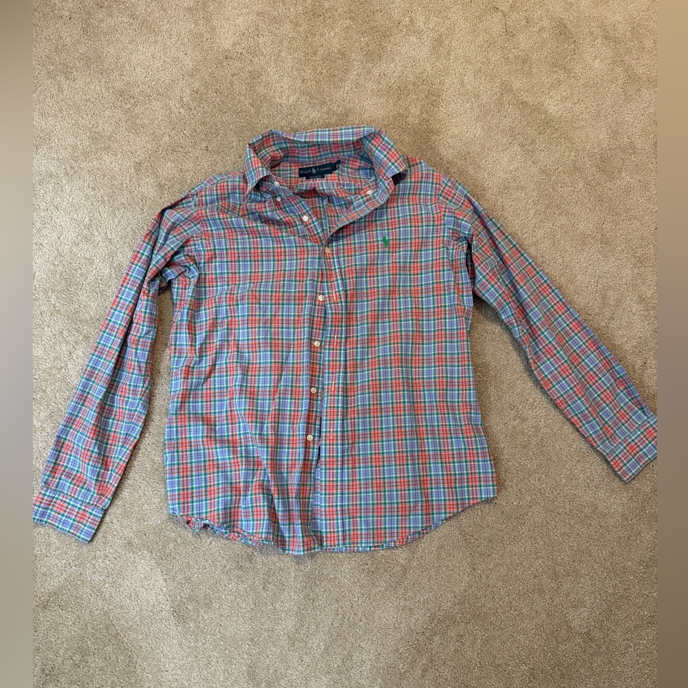 Ralph Lauren Casual Plaid Button Down Shirt Size Large
